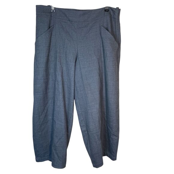 Eileen Fisher Wool Blend Cropped Wide Leg Pants women's size L  Gray‎ Lagenlook - Picture 1 of 12